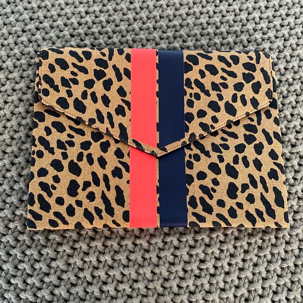 Leopard Print Clutch with Red and Black Accents